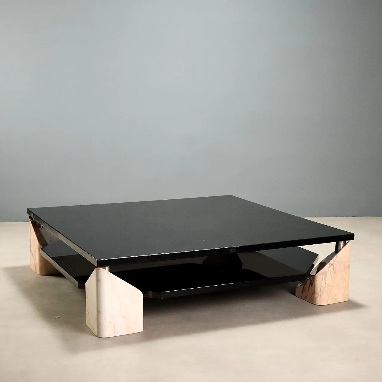 Coffee table with marble bases, 1970s 1