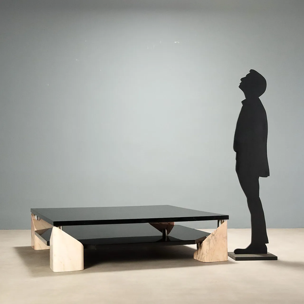 Coffee table with marble bases, 1970s 2