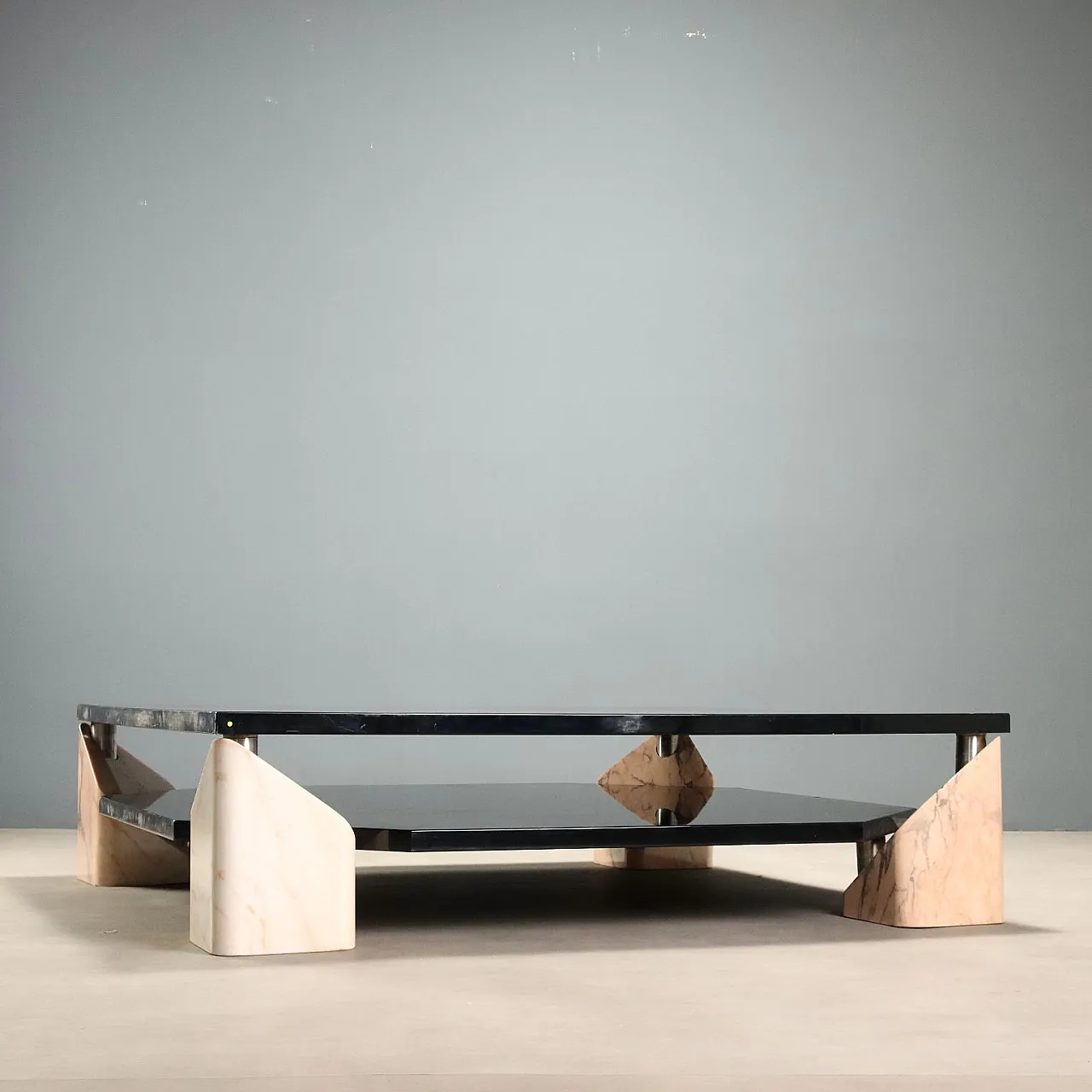 Coffee table with marble bases, 1970s 4