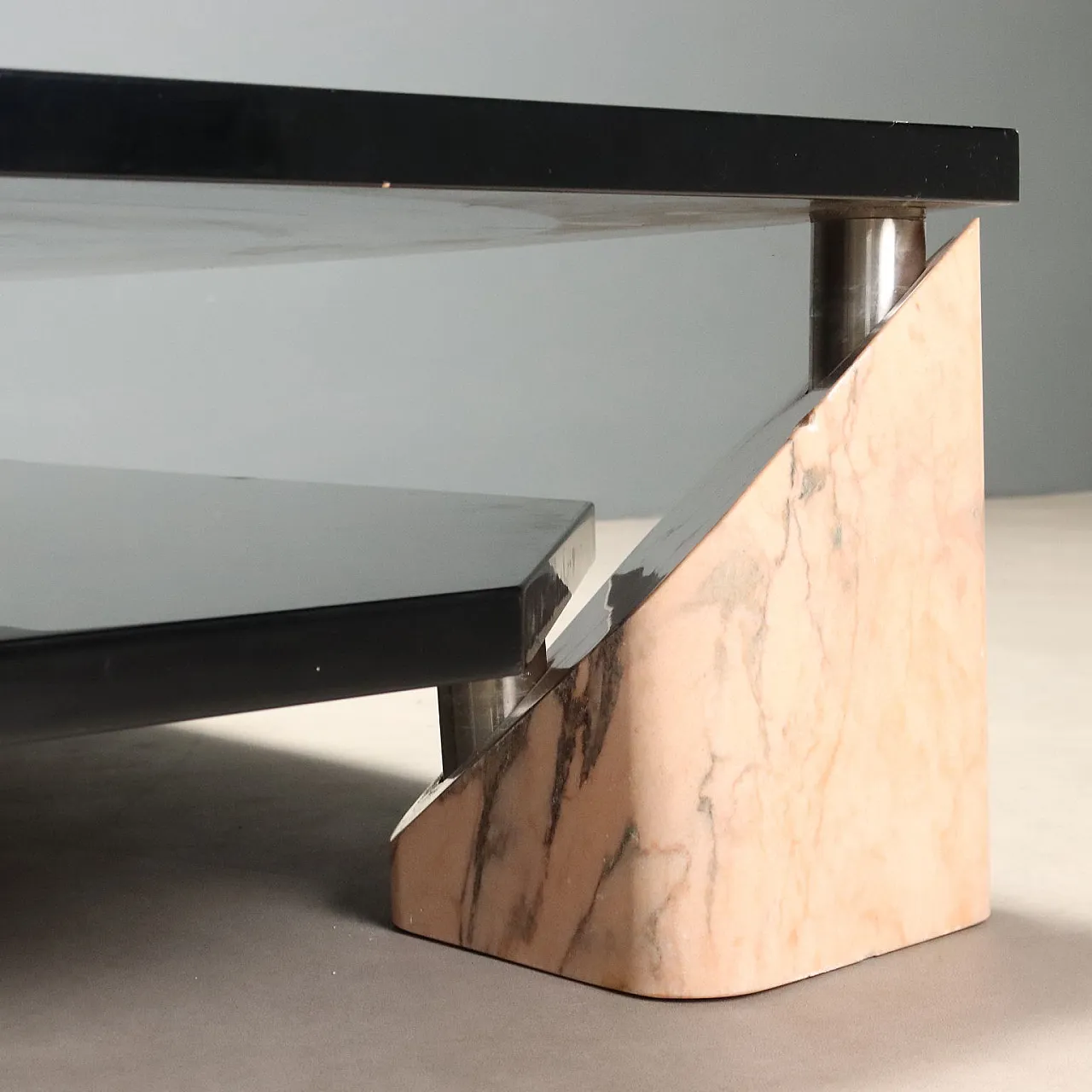 Coffee table with marble bases, 1970s 5