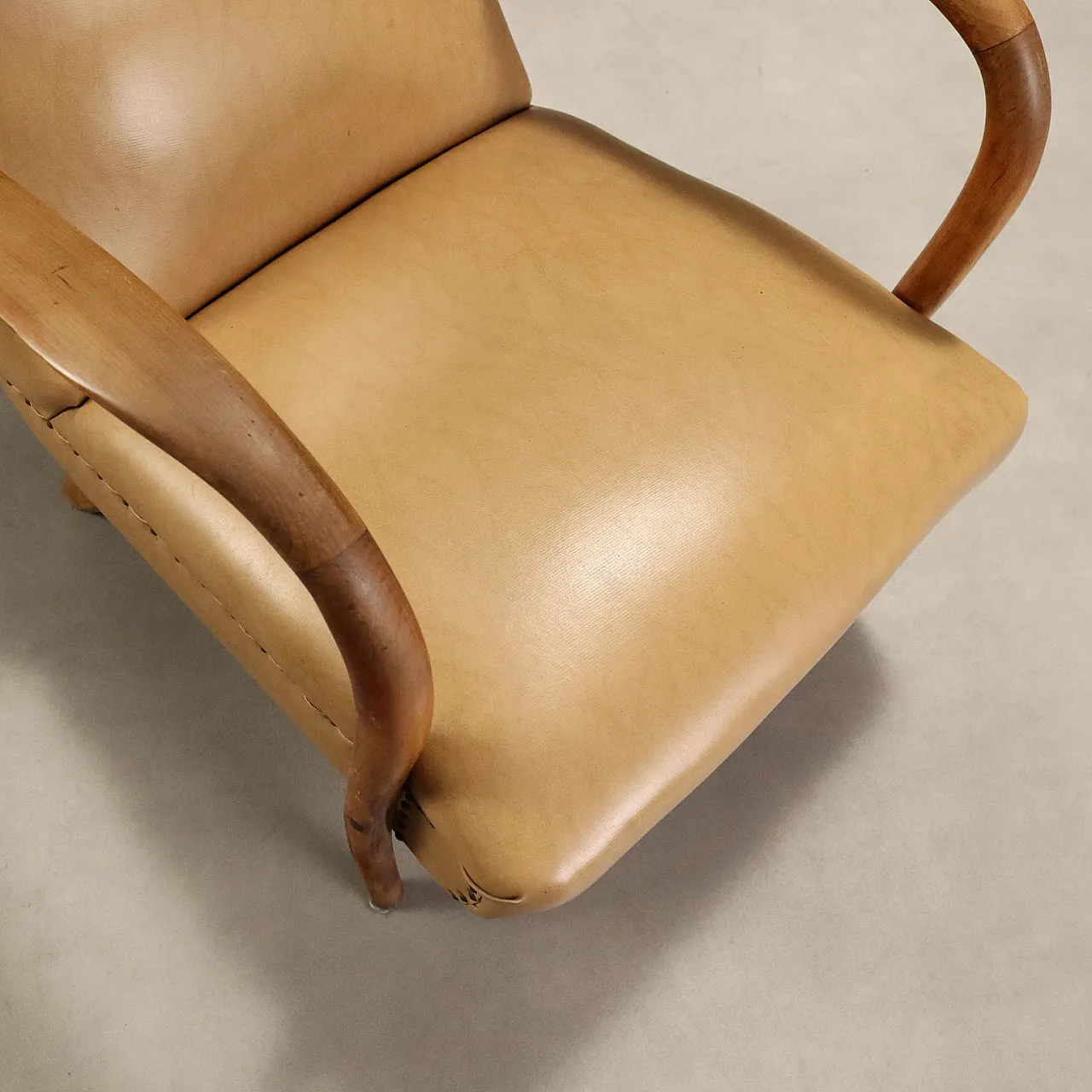 Armchair in wood ans skai, 1950s 5