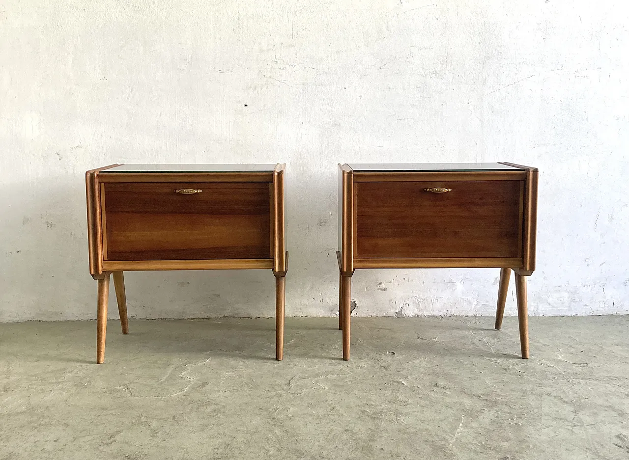 Pair of walnut nightstands, 1950s 2