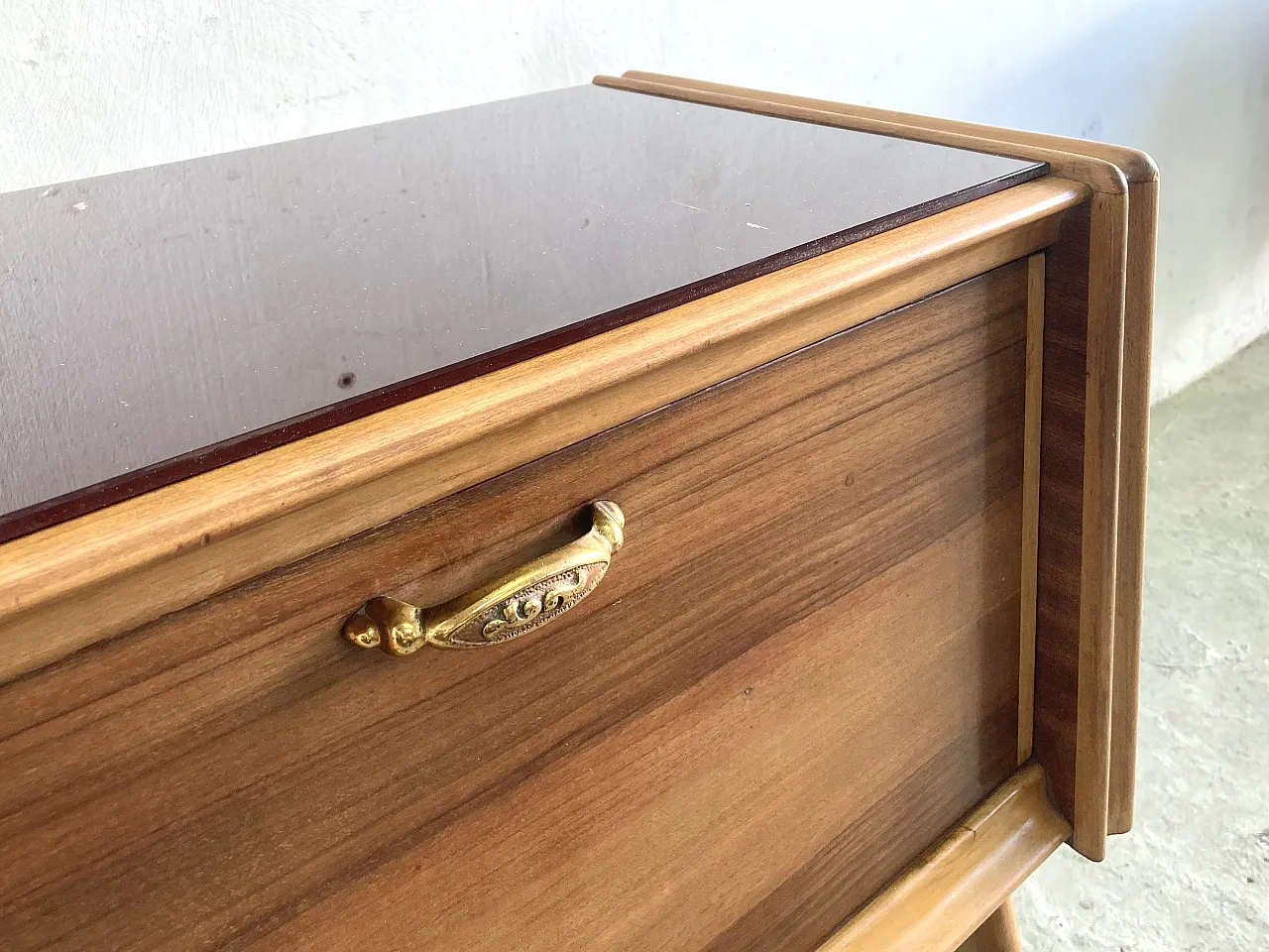 Pair of walnut nightstands, 1950s 4