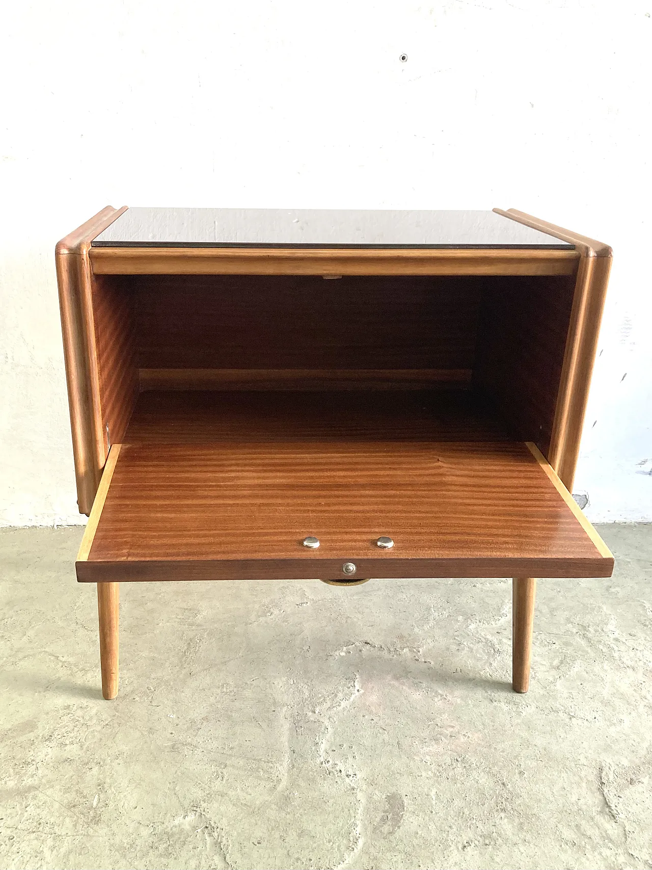 Pair of walnut nightstands, 1950s 7