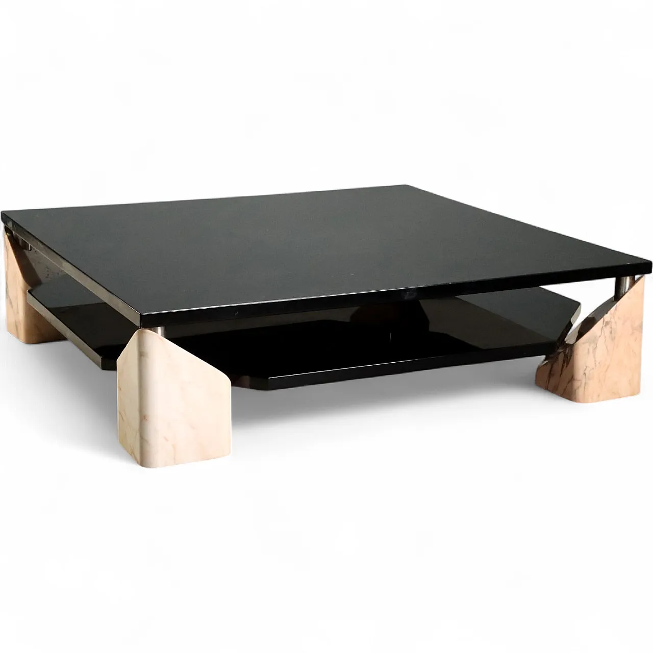 Coffee table with marble bases, 1970s 11