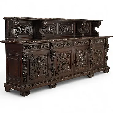 Credenza Neo Rinascimento in noce ebanizzata, '800