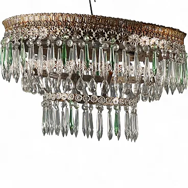 Lampadario in stile Impero in ferro dorato, '900
