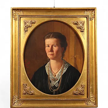 Female portrait, oil on canvas, late 19th century