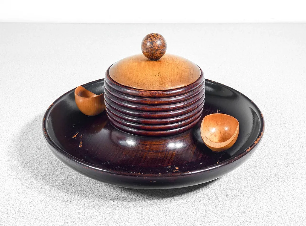 Turned wooden pipe service, mid-20th century 2