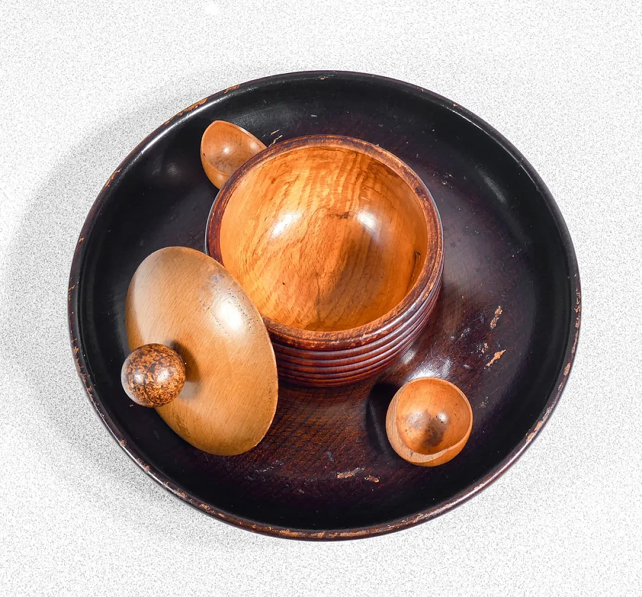 Turned wooden pipe service, mid-20th century 4