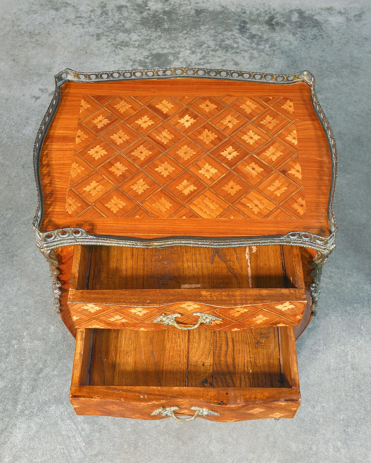 Comodino Napoleone III in legno impiallacciato, '800 4