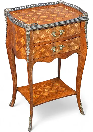 Comodino Napoleone III in legno impiallacciato, '800