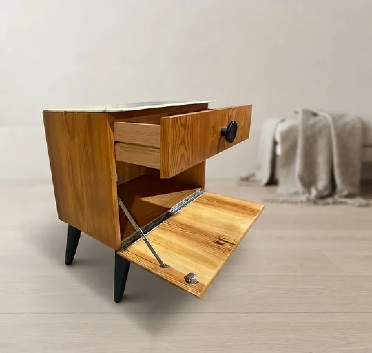 Bedside table by Jindřich Halabala for ÚP Závody, 1950s 16