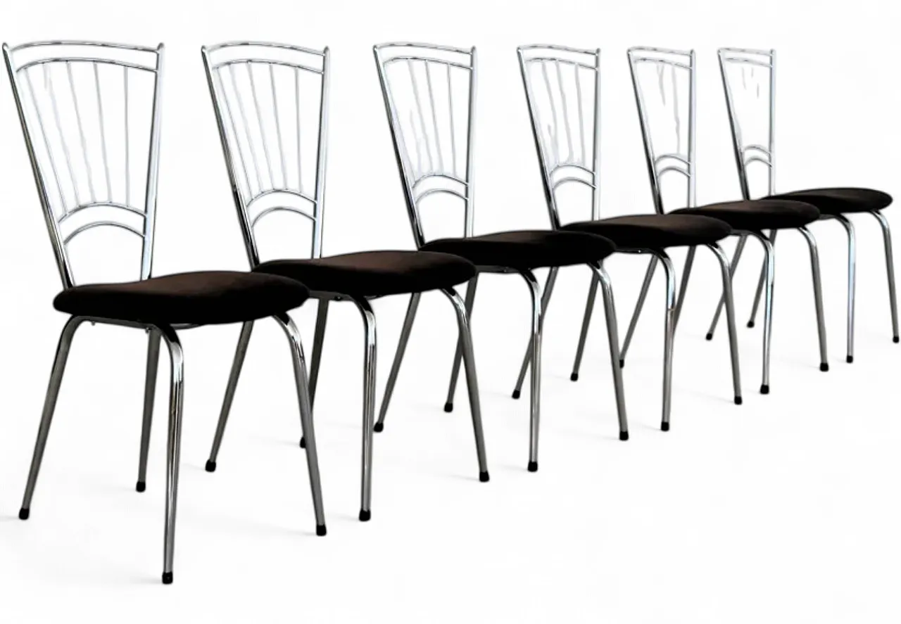6 Dining chairs, 1970s 8