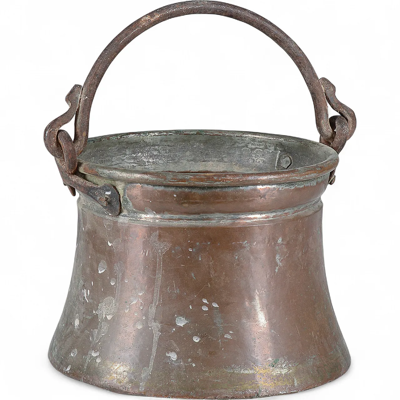 Secchio recipiente in rame martellato, '900 8