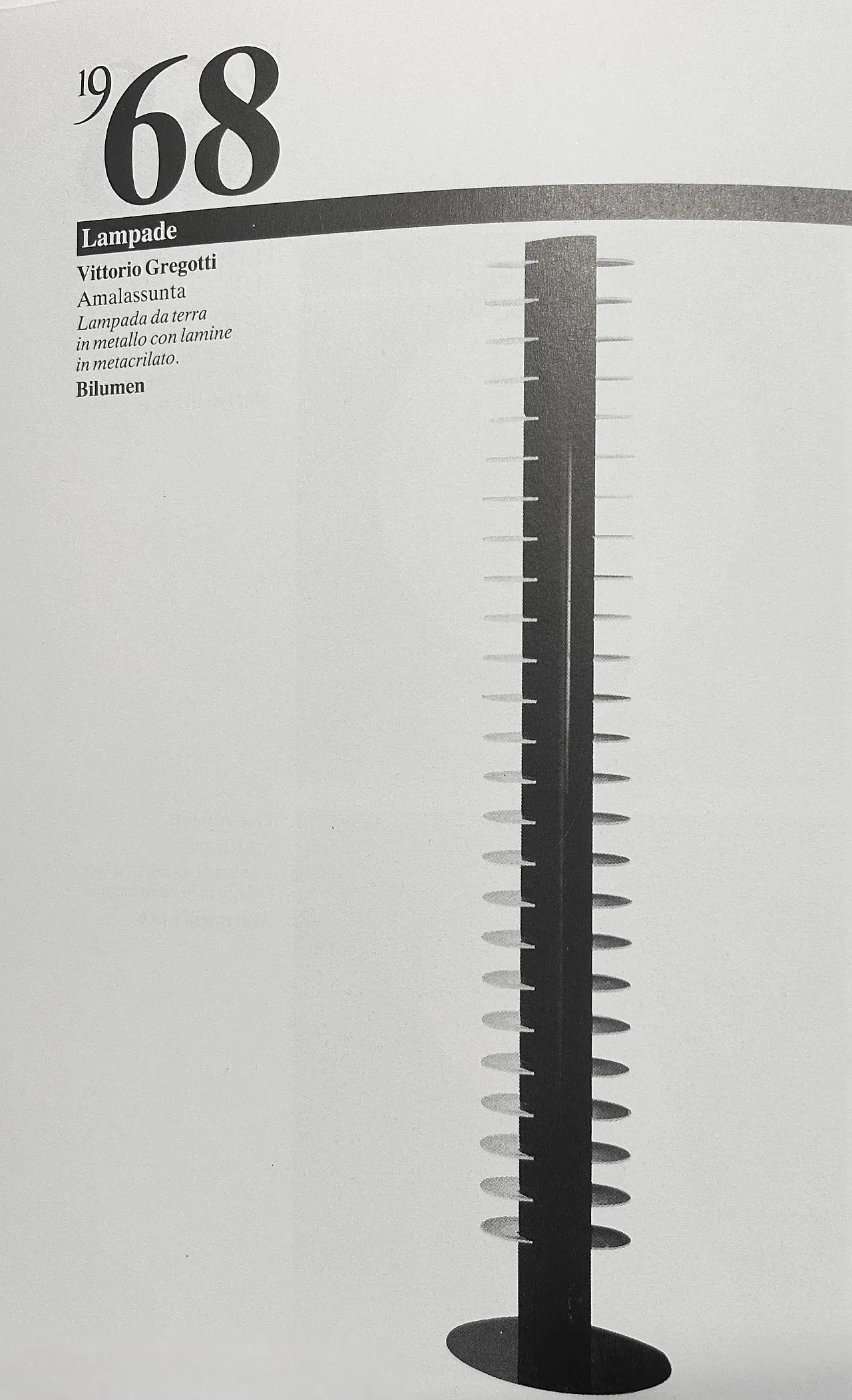 Lampada da terra "Amalassunta" di Vittorio Gregotti per Bilumen, anni '60 12