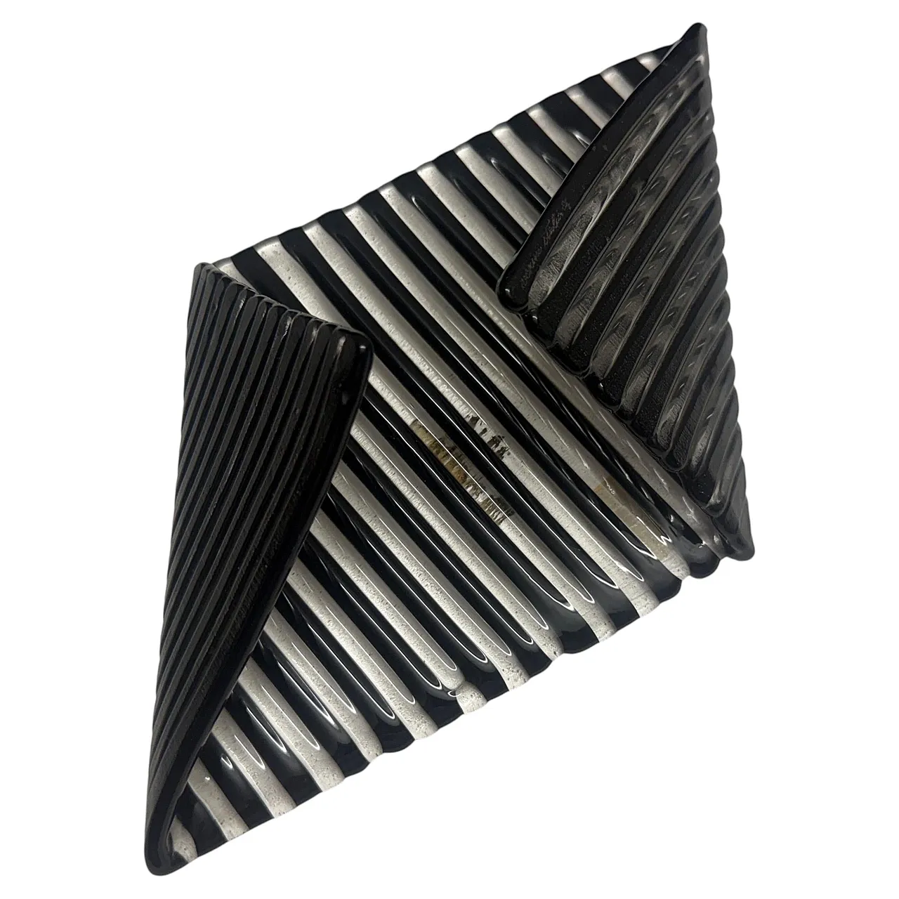 Modernist black Murano glass vide poche by Venini, 1980s 2