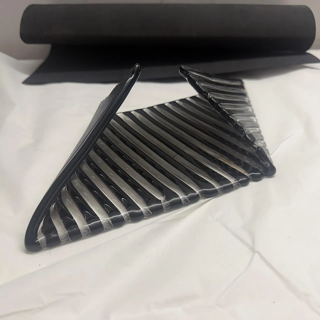 Modernist black Murano glass vide poche by Venini, 1980s 3