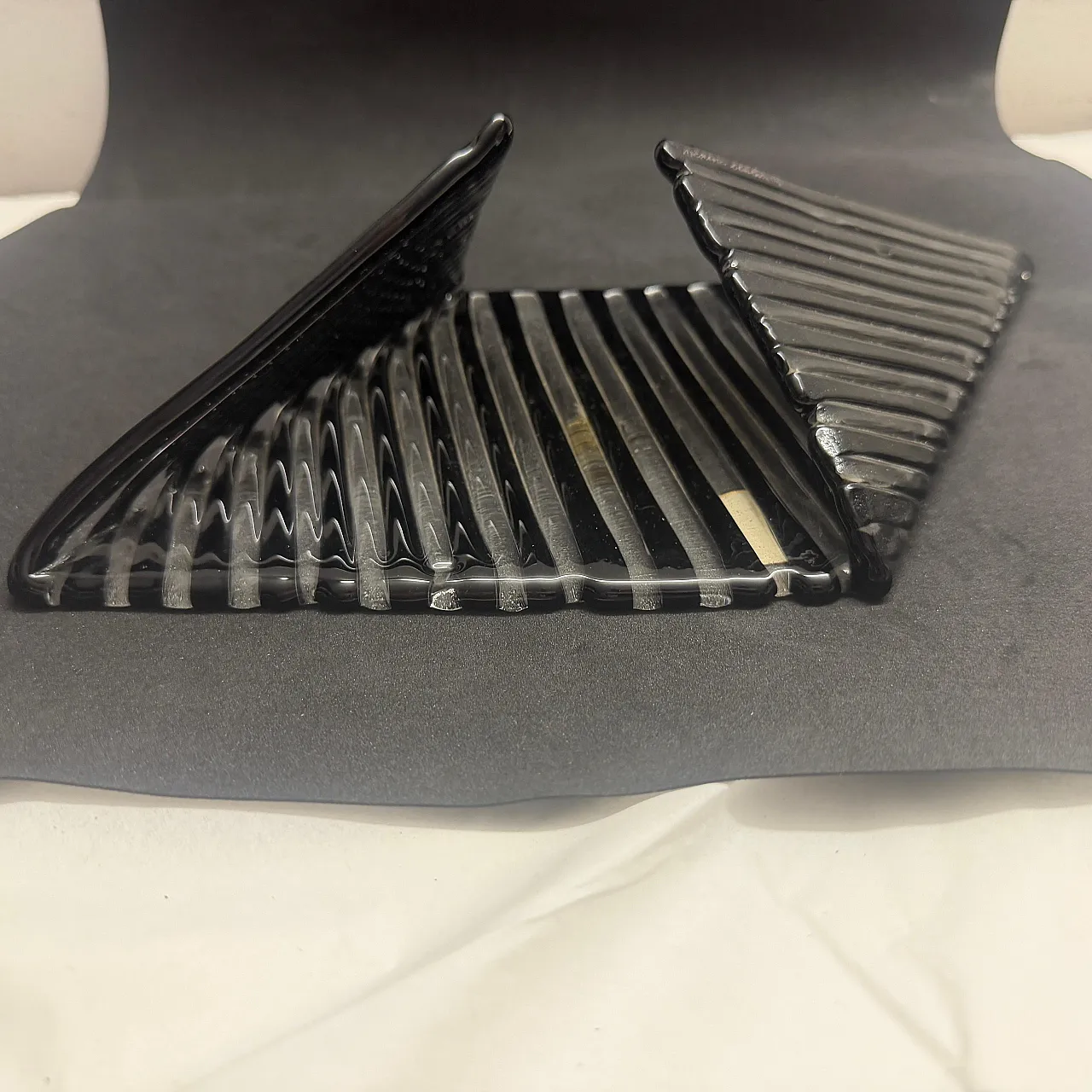 Modernist black Murano glass vide poche by Venini, 1980s 5