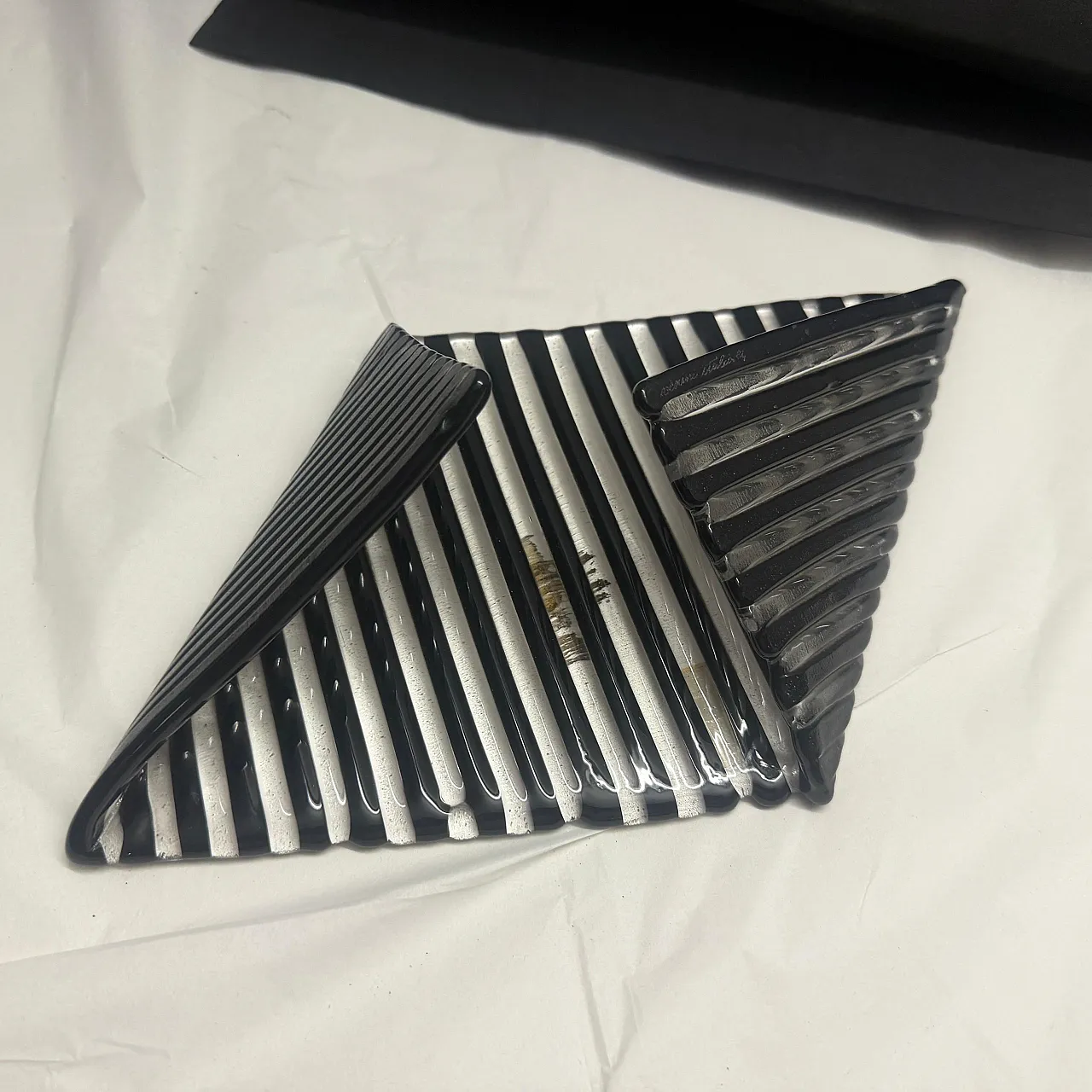 Modernist black Murano glass vide poche by Venini, 1980s 6