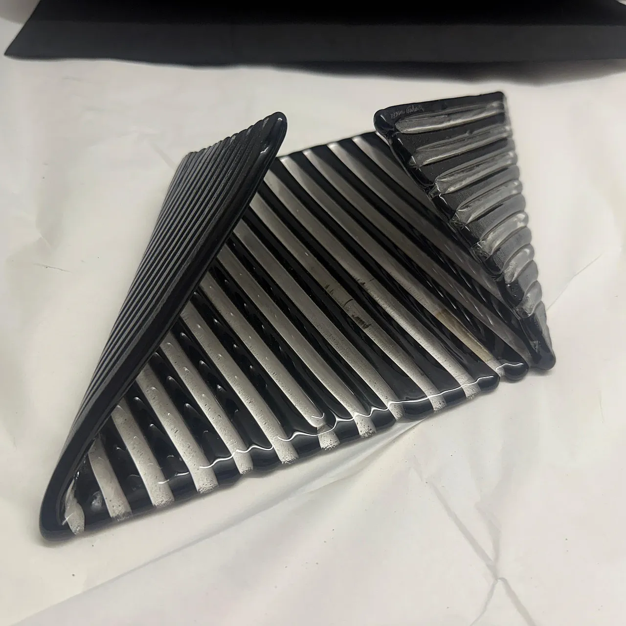 Modernist black Murano glass vide poche by Venini, 1980s 7