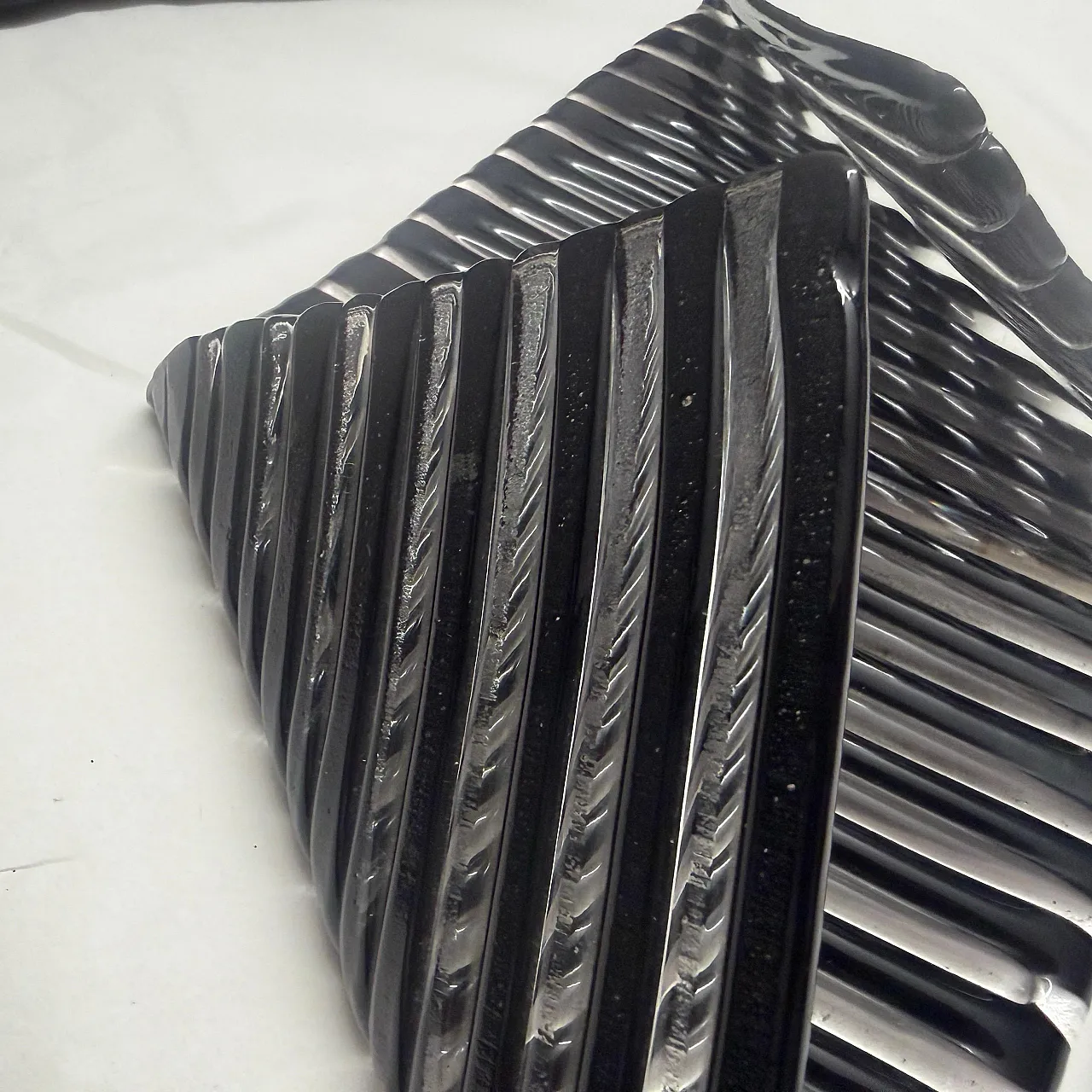 Modernist black Murano glass vide poche by Venini, 1980s 11