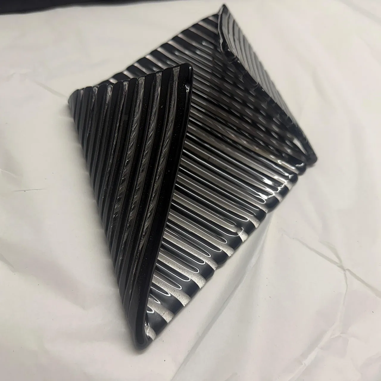 Modernist black Murano glass vide poche by Venini, 1980s 12