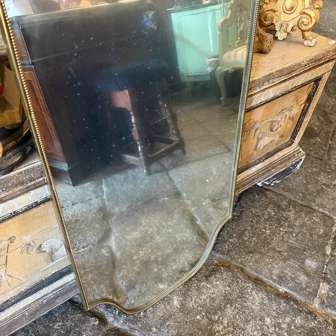 Specchio da parete a scudo in ottone di Gio Ponti, anni '60 6