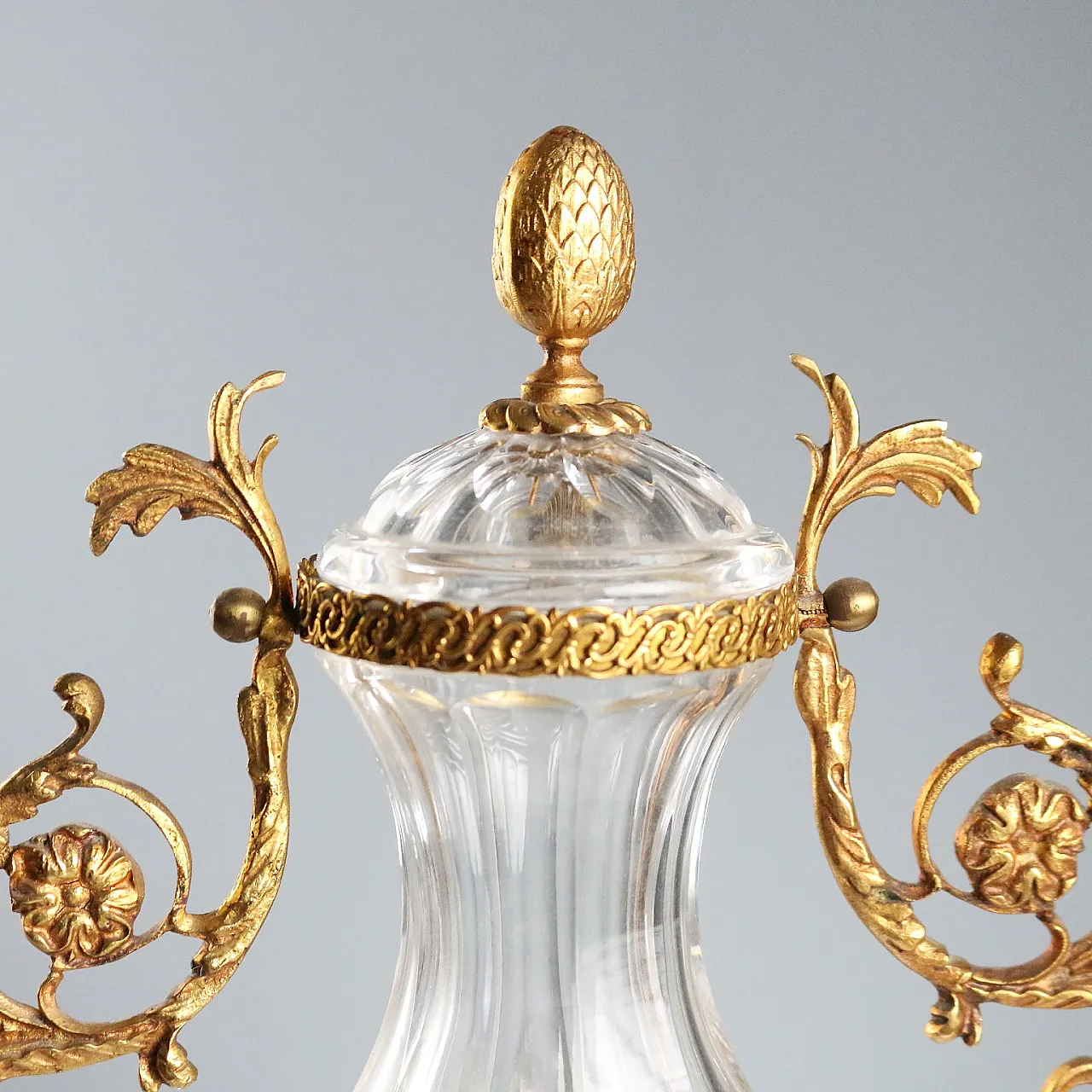 Vaso in cristallo molato e bronzo, '900 4