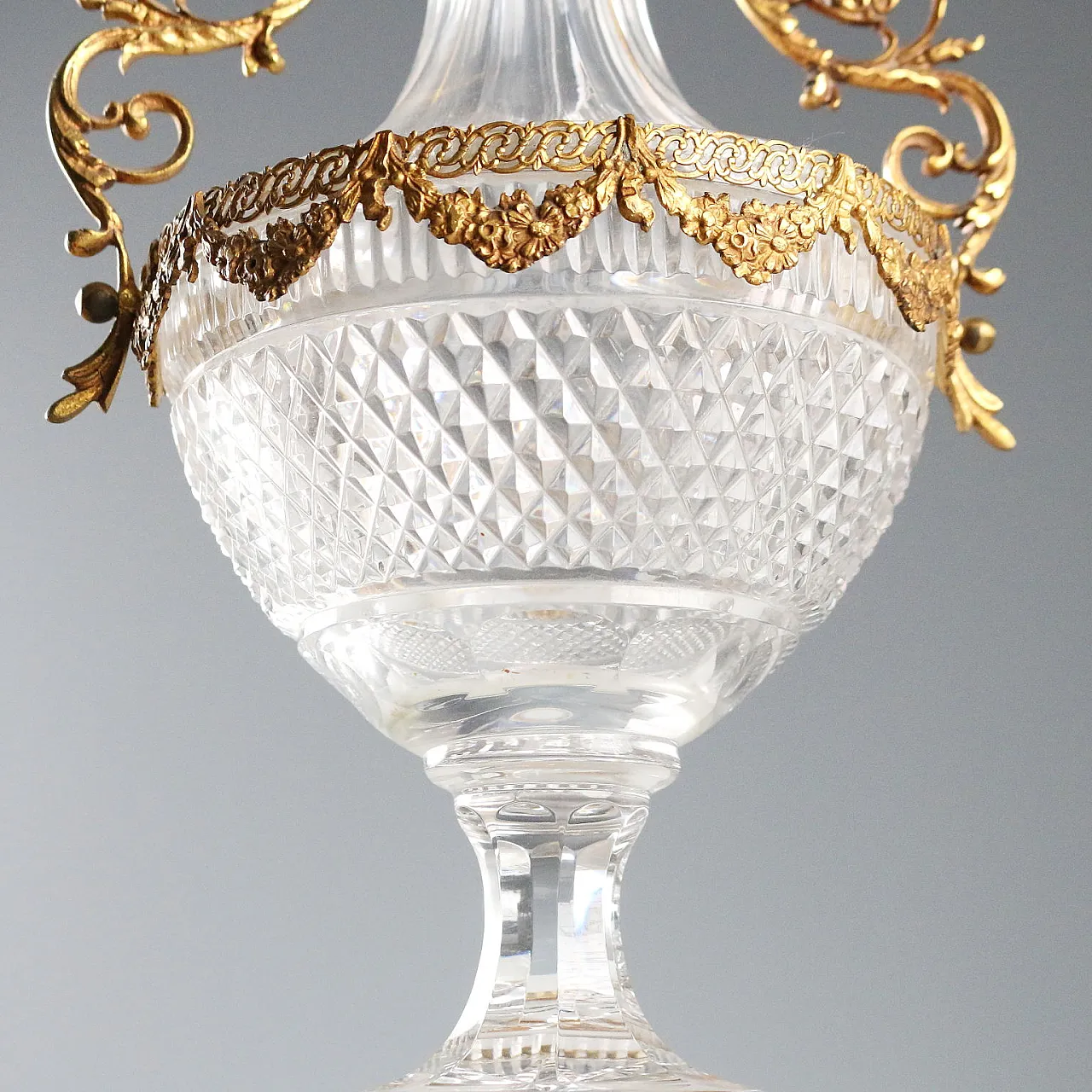 Vaso in cristallo molato e bronzo, '900 6