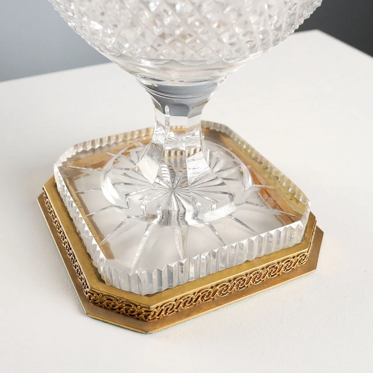 Vaso in cristallo molato e bronzo, '900 7