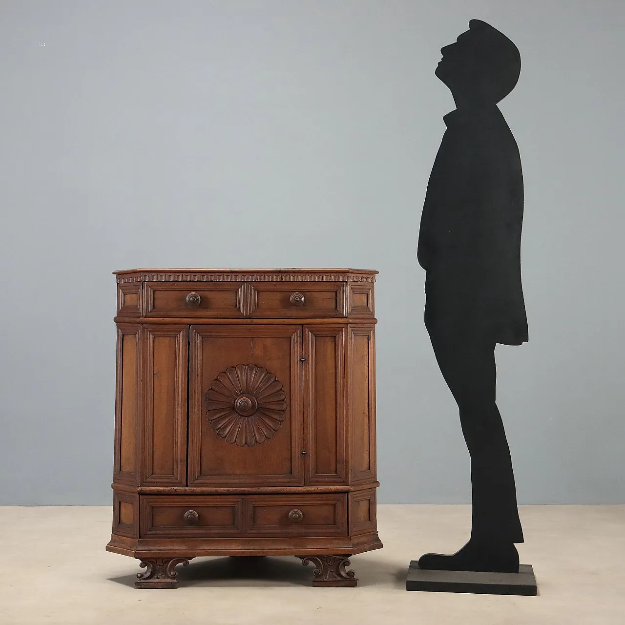 Baroque corner cupboard made with ancient woods, 20th century 2