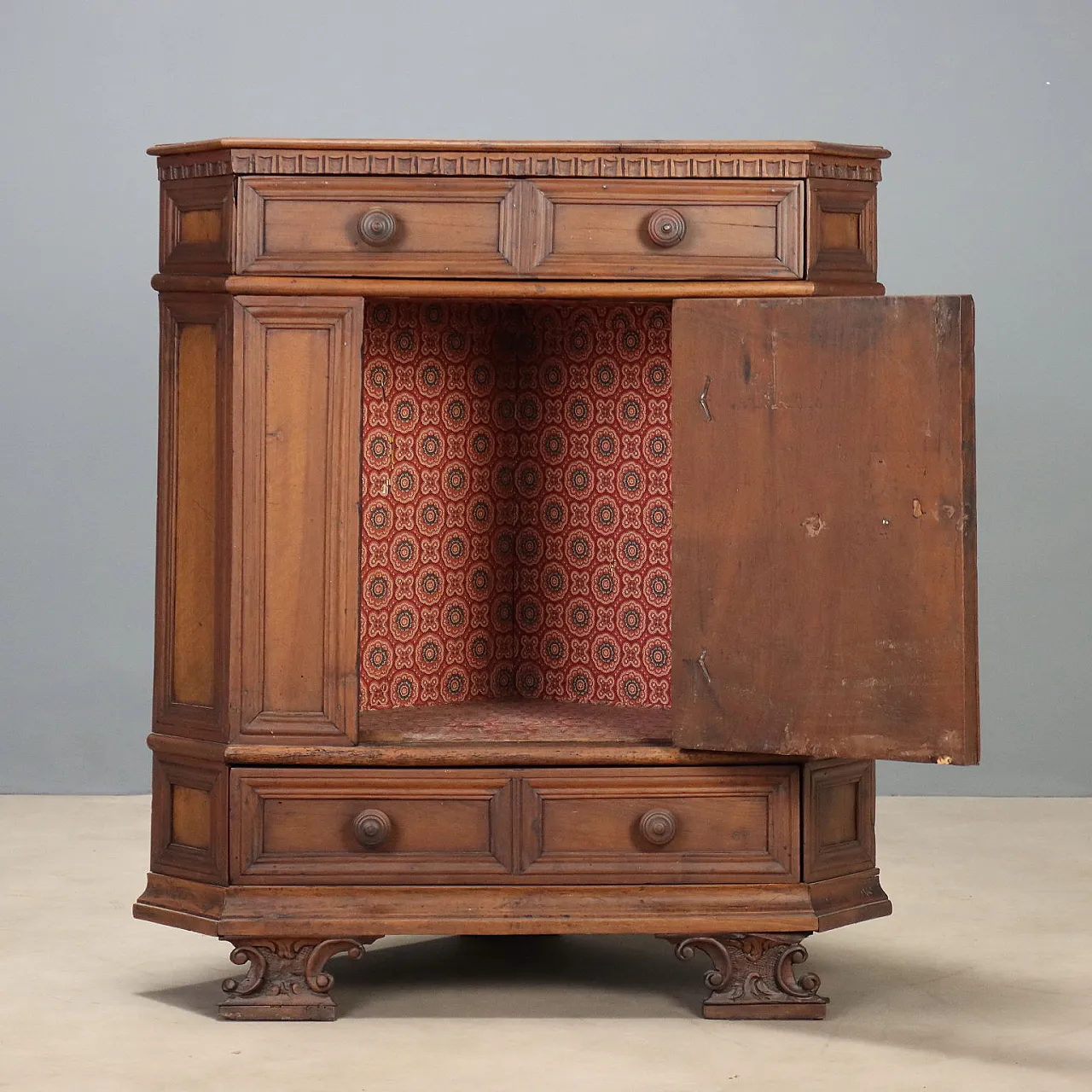Baroque corner cupboard made with ancient woods, 20th century 3