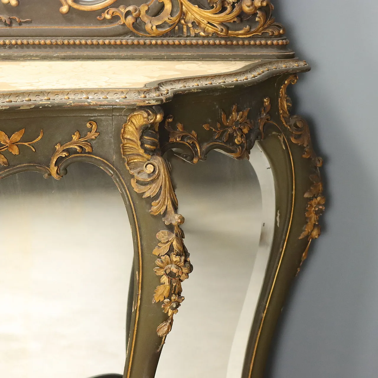 Console with Baroque style mirror, 19th century 7