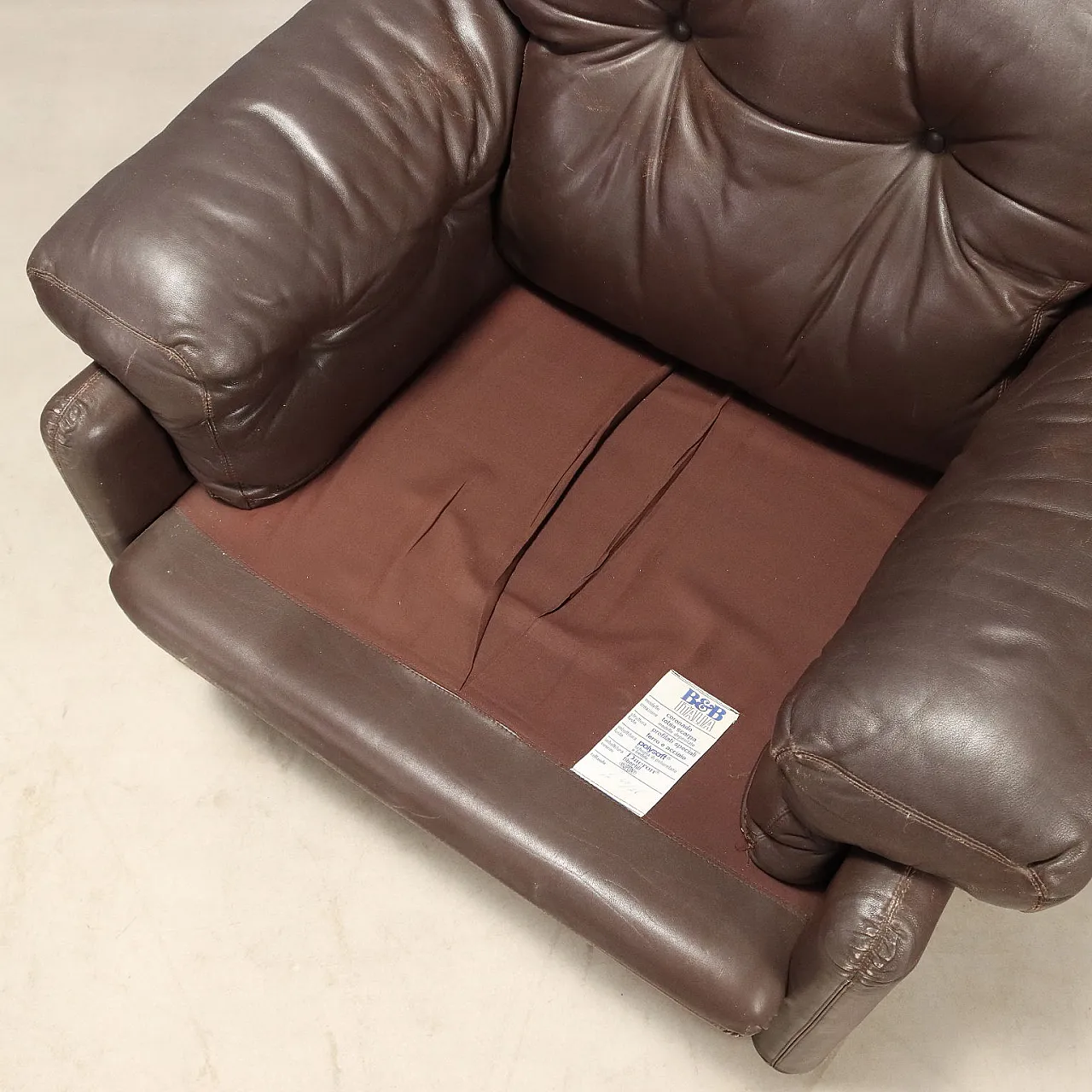 Coppia di poltrone Coronado in pelle marrone, anni '70 8