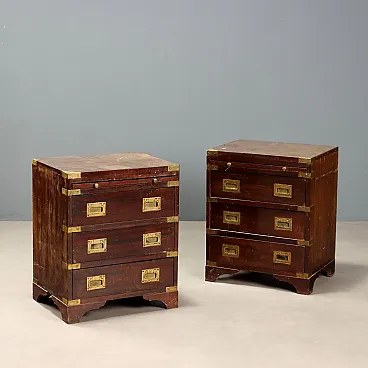 Pair of Navy style mahogany bedside tables, 20th century