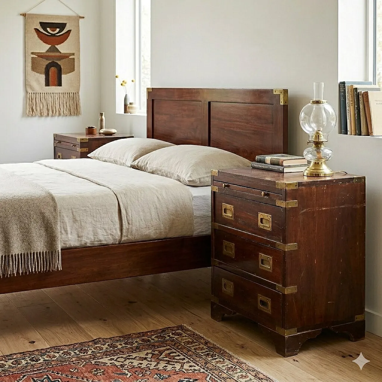 Pair of Navy style mahogany bedside tables, 20th century 2