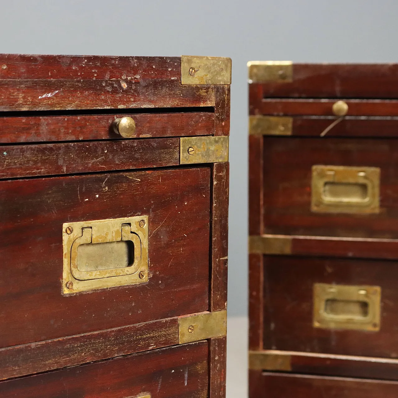 Pair of Navy style mahogany bedside tables, 20th century 4