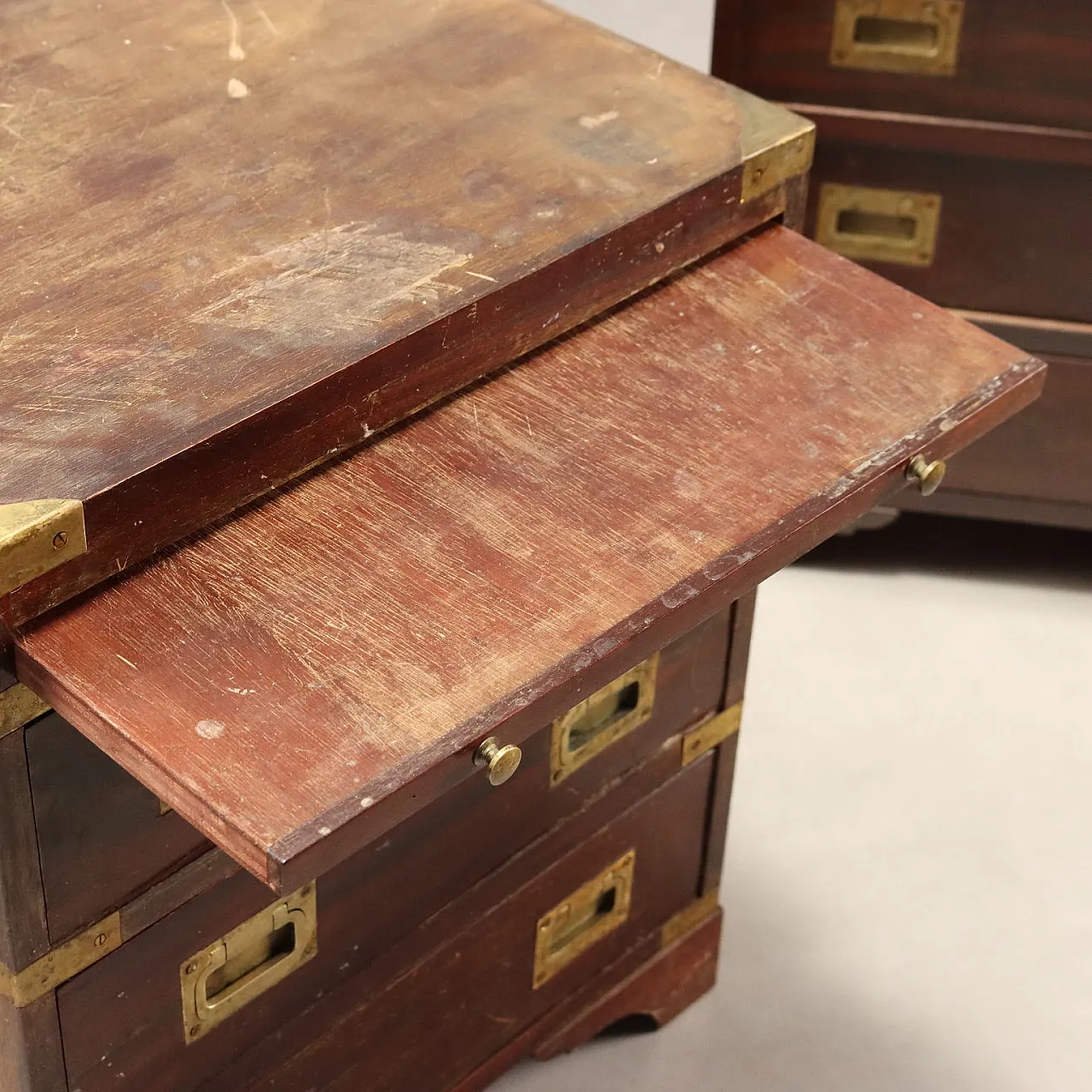 Pair of Navy style mahogany bedside tables, 20th century 6