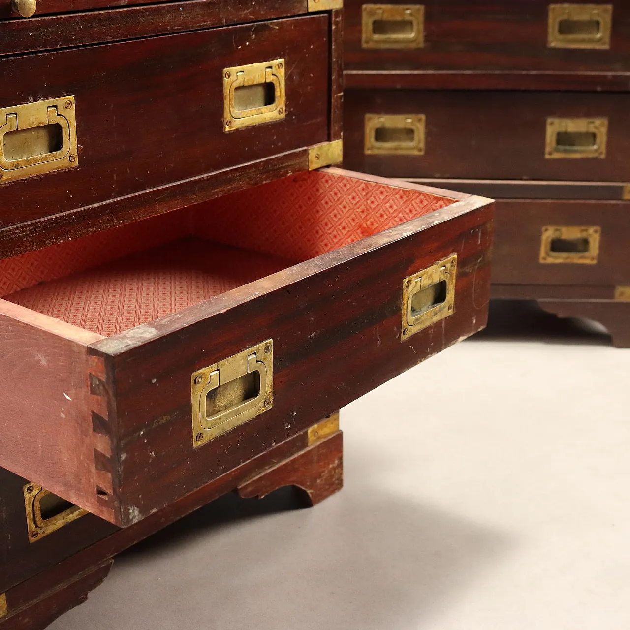 Pair of Navy style mahogany bedside tables, 20th century 8