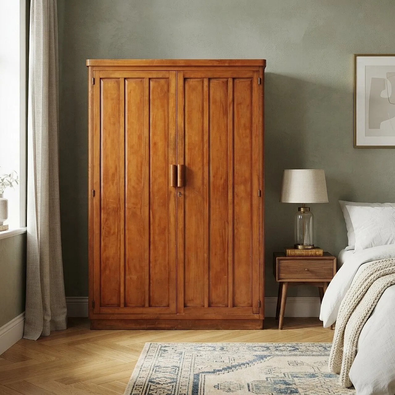 Wardrobe in cherry wood, 1940s 2