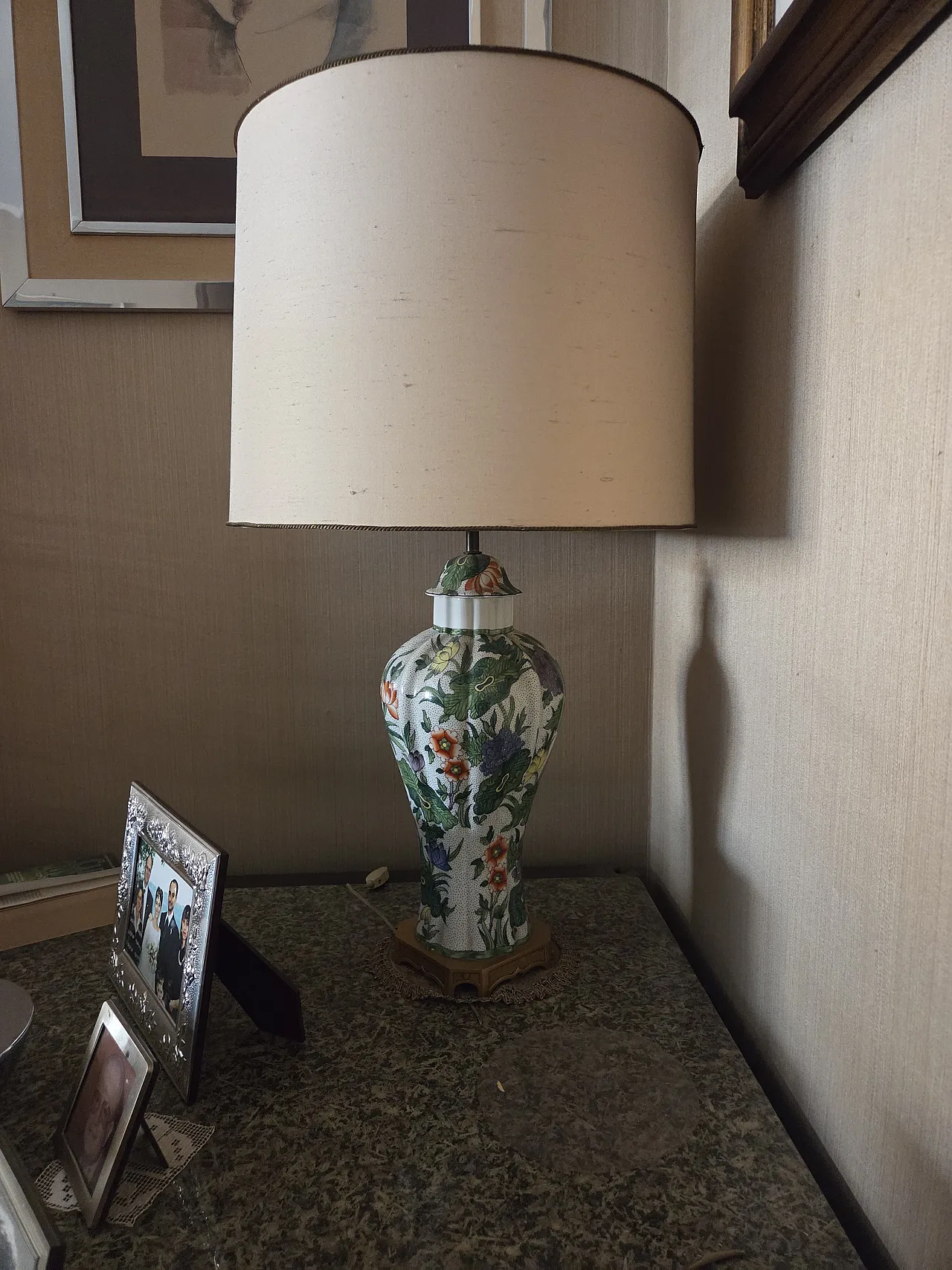 Desk lamp in ceramic and fabric, late 20th century 3