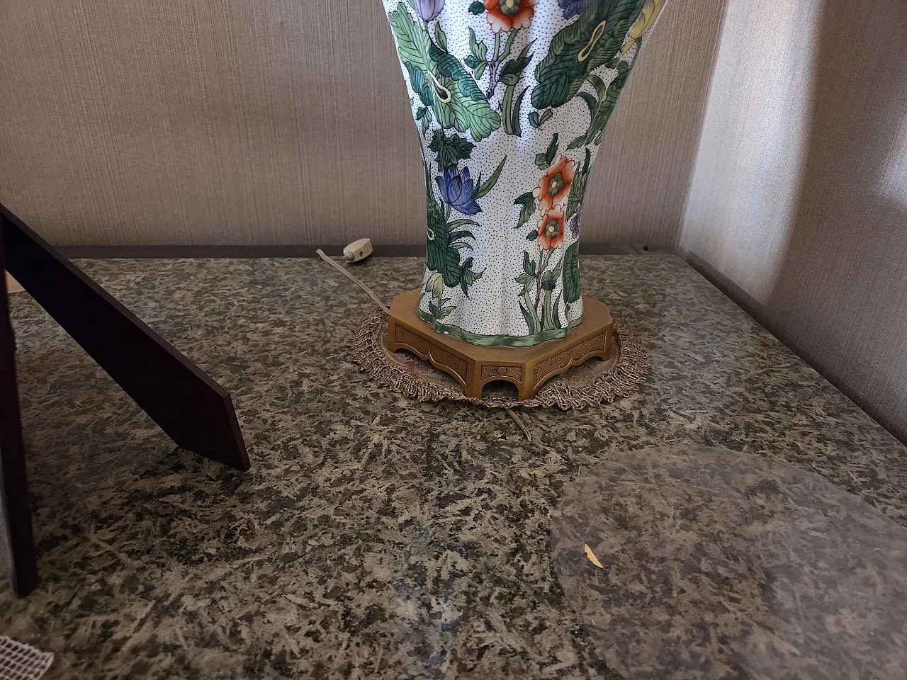 Desk lamp in ceramic and fabric, late 20th century 4
