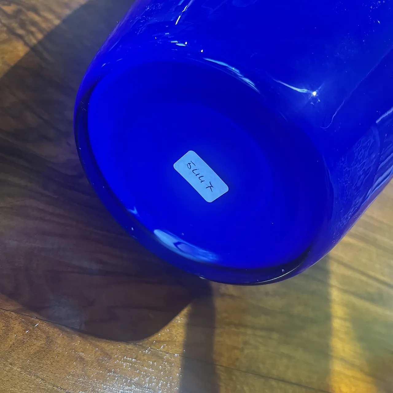 Cobalt blue layered Murano glass vase outside, white inside, 30s 9