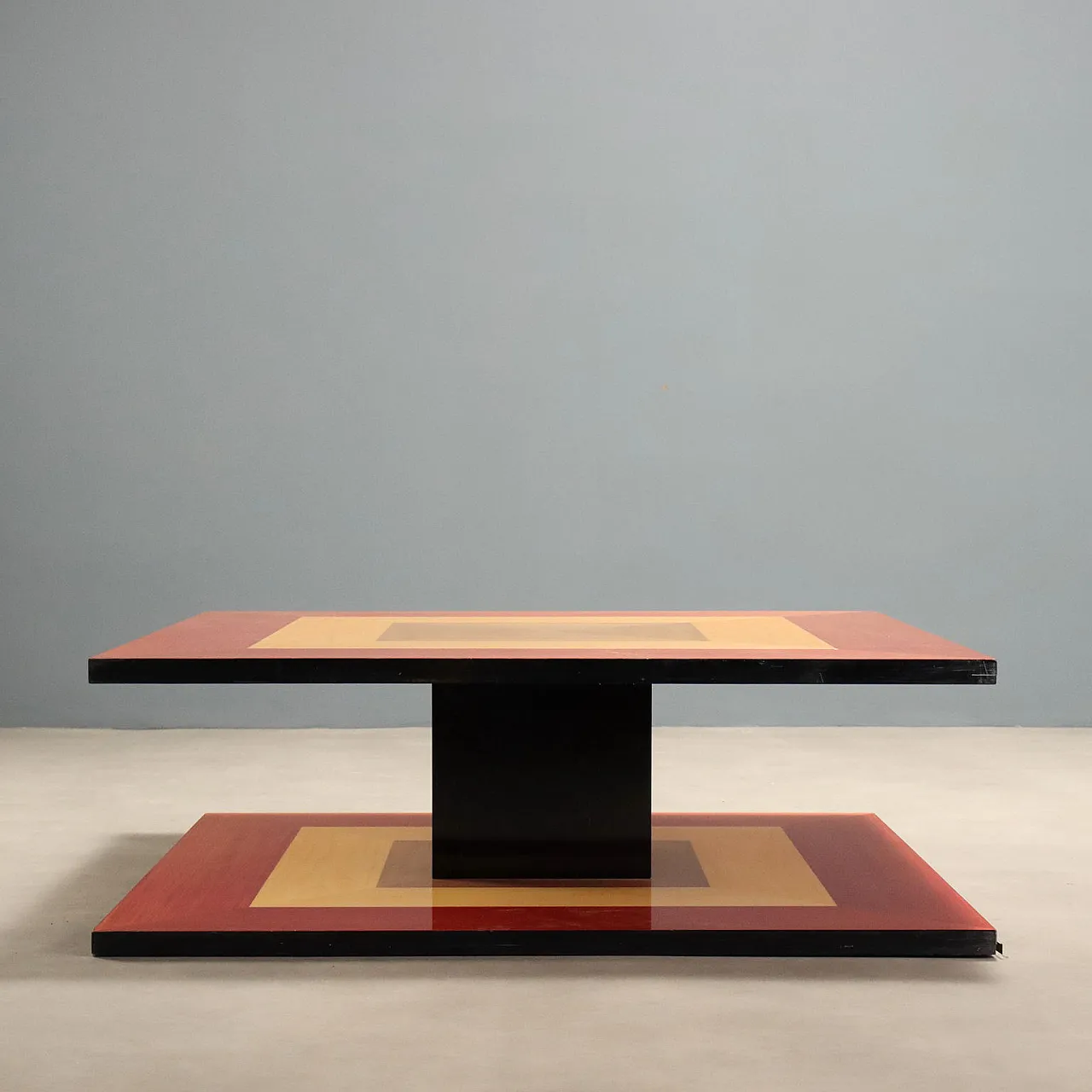 Tavolino in legno impiallacciato, anni '80 3