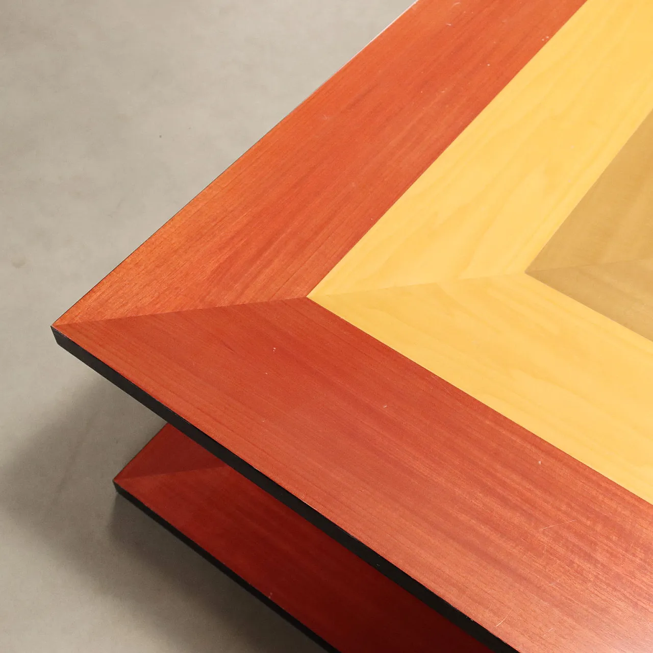 Tavolino in legno impiallacciato, anni '80 4
