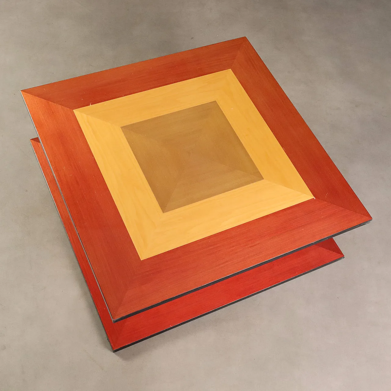 Tavolino in legno impiallacciato, anni '80 10