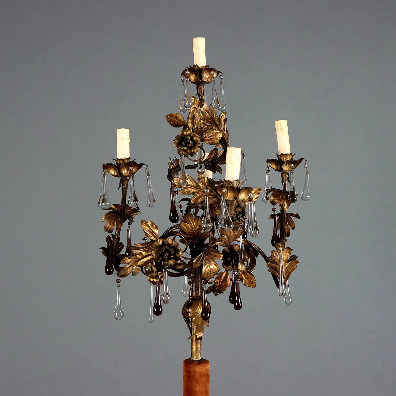 Floor lamp with wooden Putto, 19th century 3