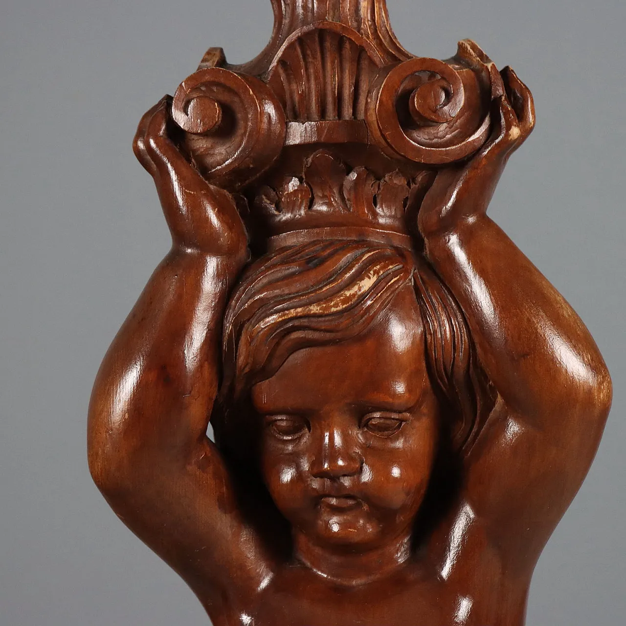 Floor lamp with wooden Putto, 19th century 5