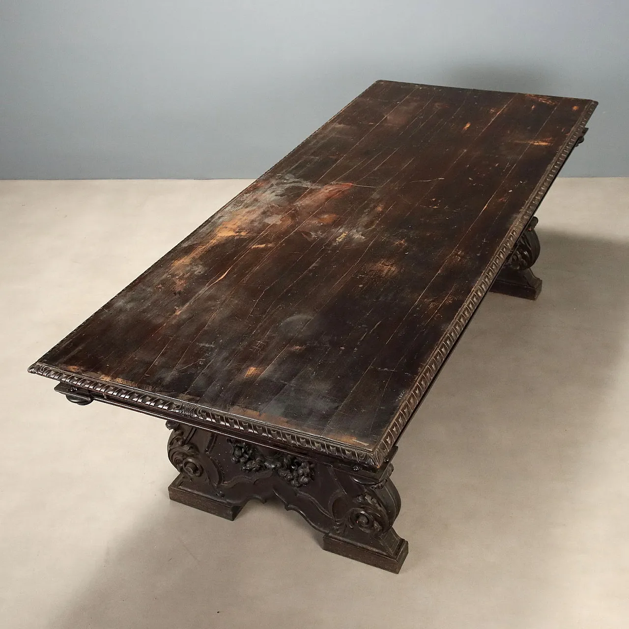 Neo-Renaissance table in ebonized walnut, 19th century 10